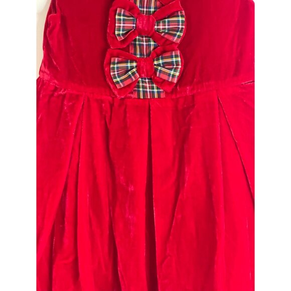 Rachel Riley Girls Red Velvet Dress With Plaid Bow Detail Size 3Y $155 - Picture 7 of 13